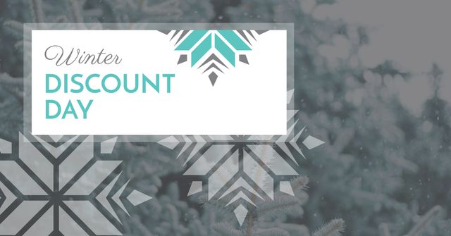 Winter Discount Day Offer with Snowflakes Facebook AD – шаблон для дизайна