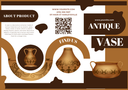 Ontwerpsjabloon van Brochure van Aanbieding kortingen op antieke vazen