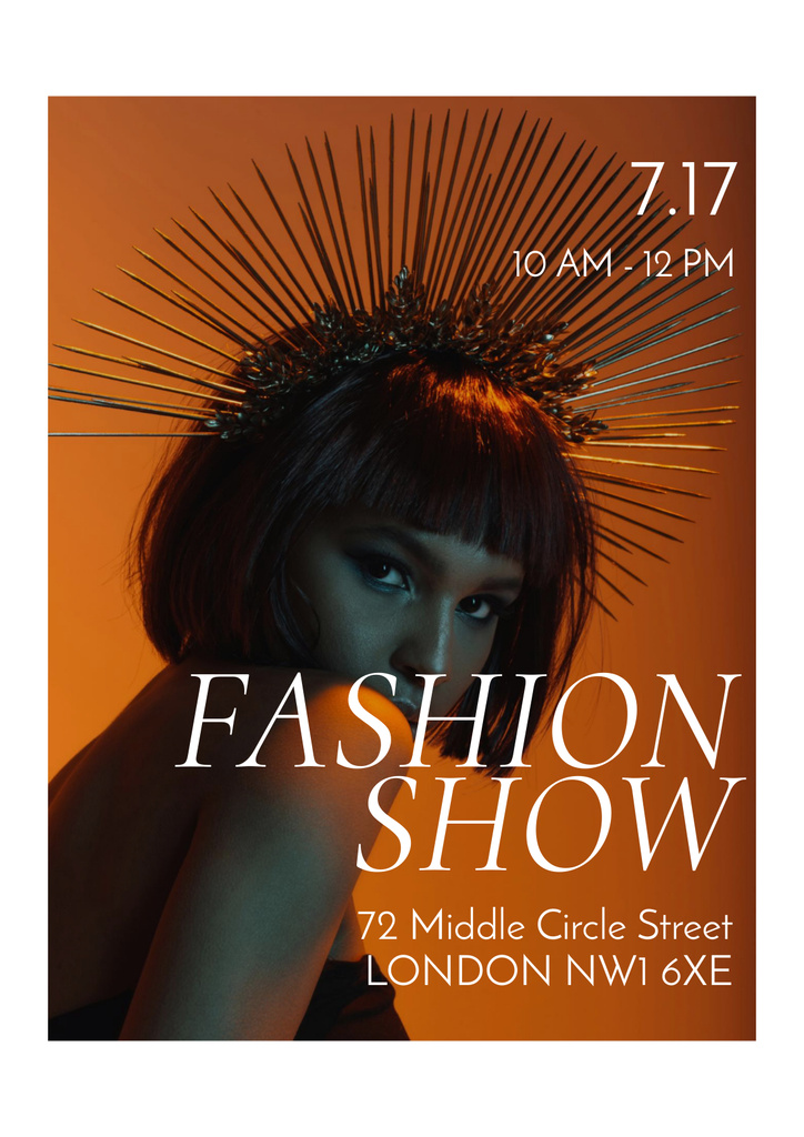 Fashion show Advertisement with Stylish Woman Poster Design Template