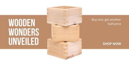 Plantilla de diseño de Cajas de madera duraderas con oferta promocional Twitter 