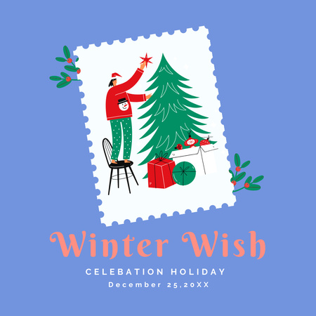 Winter Wishes for New Year Instagram Design Template