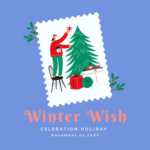 Designvorlage Winter Wishes for New Year für Instagram