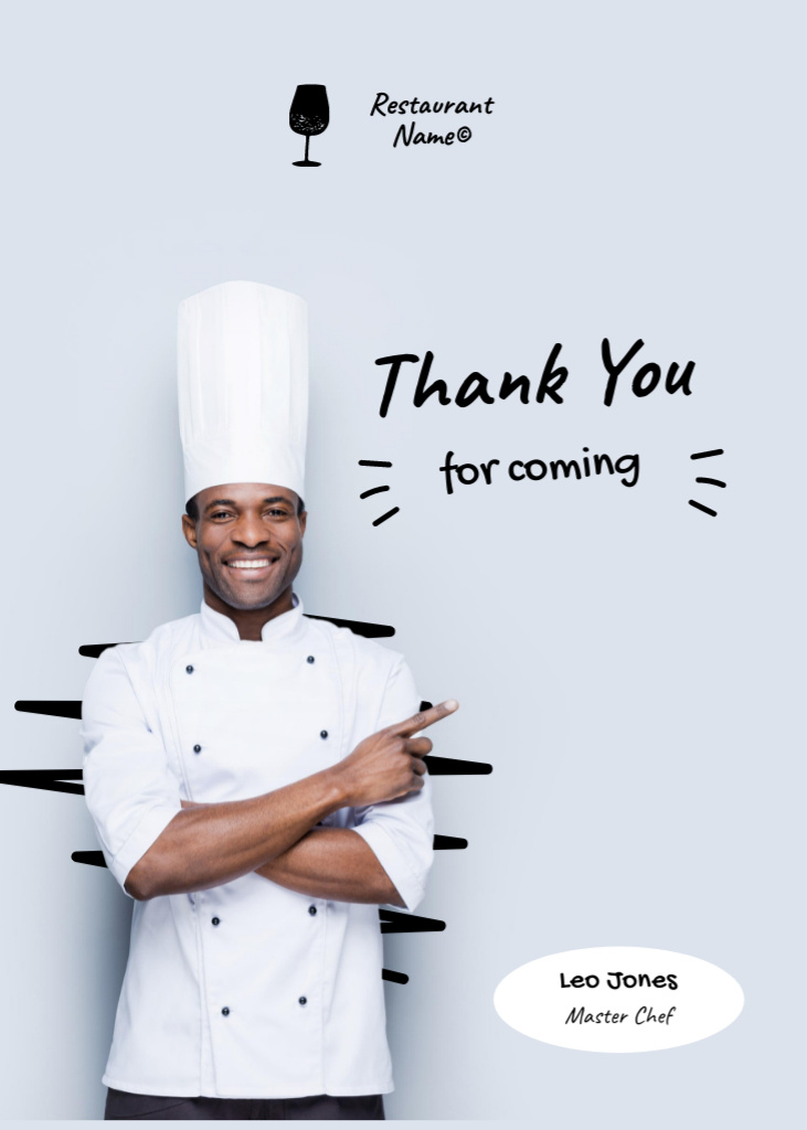 Gratitude from Friendly Chef Postcard 5x7in Vertical – шаблон для дизайну