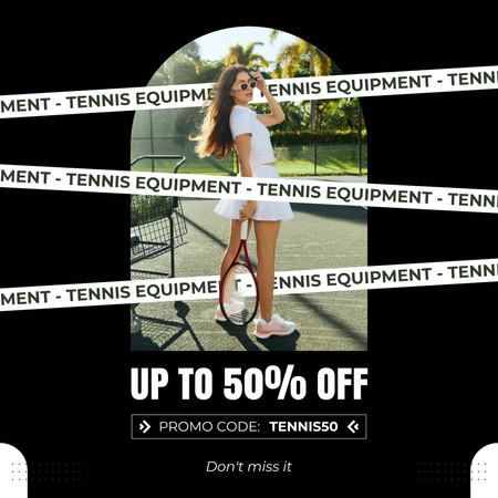 Template di design Promo di vendita di attrezzatura da tennis Instagram AD