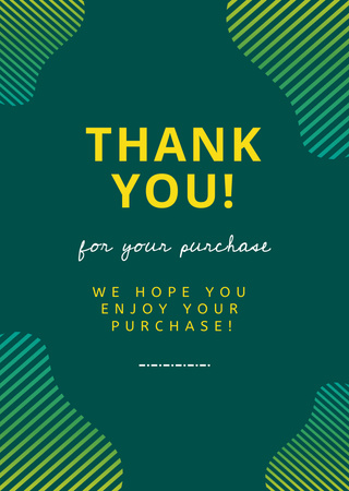 Thank You for Purchase on Green Minimalist Postcard A6 Vertical Design Template