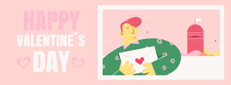 Happy Man sending Valentine's Day Letter Facebook Video cover Design Template