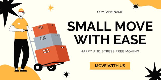 Designvorlage Offer of Stress-Free Moving with Courier für Twitter