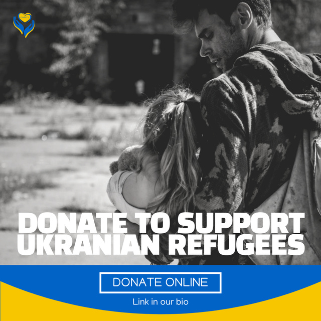 Donate to Support Ukrainian Refugees Instagramデザインテンプレート