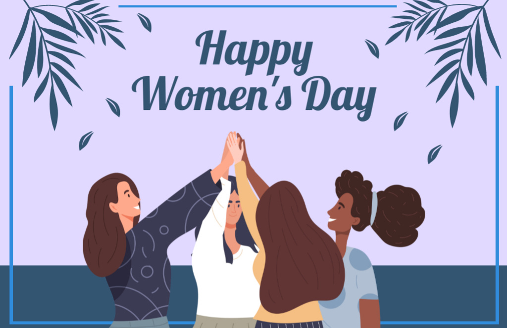 Women's Day Greeting from Team of Girls Thank You Card 5.5x8.5in – шаблон для дизайна