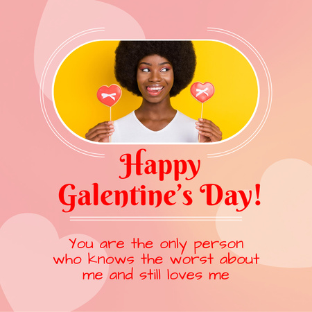 Happy Galentine`s Day Cheers with Candy Animated Post Design Template