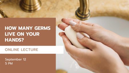 Germs awareness with Hand Washing FB event cover Design Template