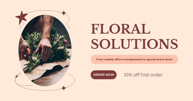 Template di design Discount on Elegant Floral Solutions for Events Facebook AD