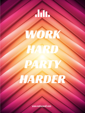 Hard Work quote on red and yellow stripes Poster US Design Template