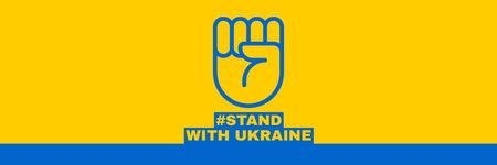 Fist Sign and Phrase Stand with Ukraine Email header Šablona návrhu
