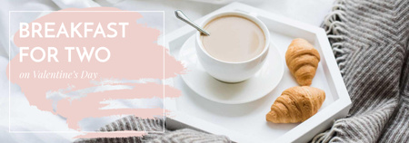Modèle de visuel Valentines Breakfast with Coffee and croissants - Tumblr
