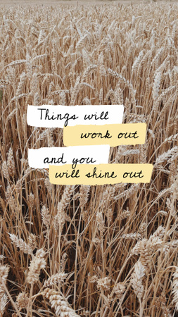Plantilla de diseño de citación inspiradora con campo de trigo Instagram Story 