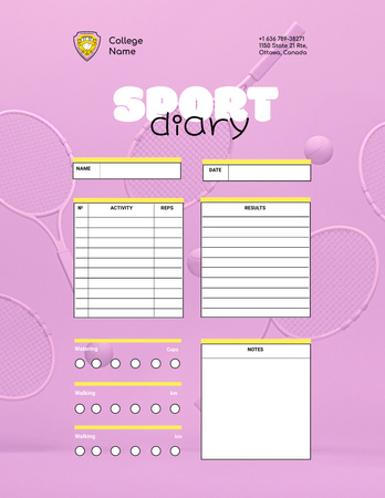 College Sport Schedule in Pink Notepad 8.5x11in Design Template