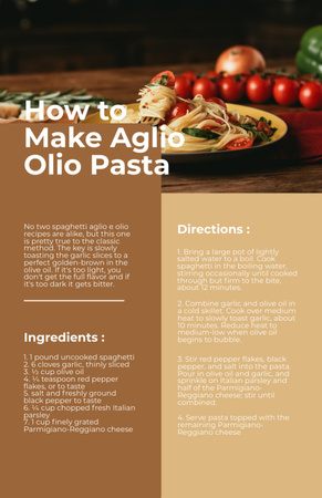 Spaghetti Aglio e Olio Recipe Card Design Template