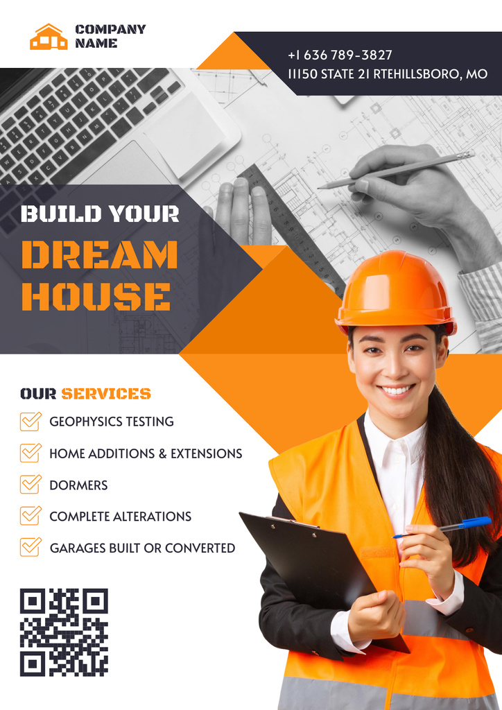 Construction Company Services Offer Posterデザインテンプレート