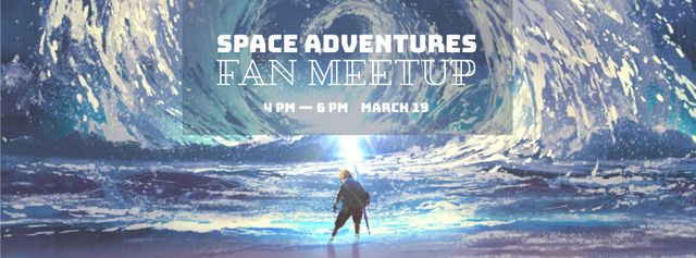 Space Event Announcement Man Standing in Front of Water Tunnel Facebook Video cover Design Template