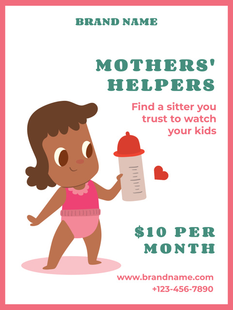 Experienced Nanny Service Announcement Poster US Design Template