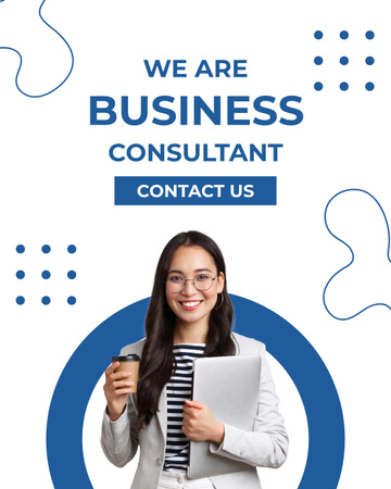 Business Consultant Service Proposal with Young Attractive Woman Instagram Post Vertical Tasarım Şablonu