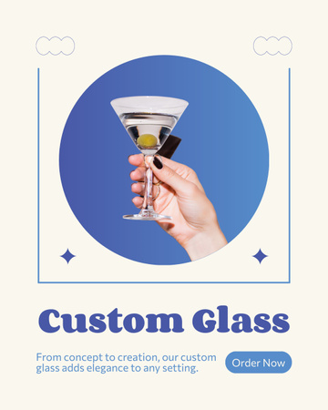 Custom Cocktail Glassware Instagram Post Vertical Design Template