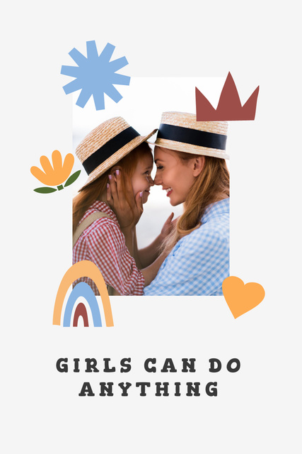 Platilla de diseño Girl Power Inspiration with Woman holding Happy Child Pinterest