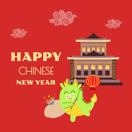Szablon projektu szczęśliwego chińskiego nowego roku Animated Post