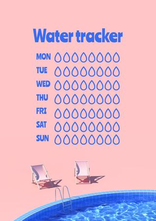 Water Tracker with Sun Loungers by Pool Schedule Planner Šablona návrhu