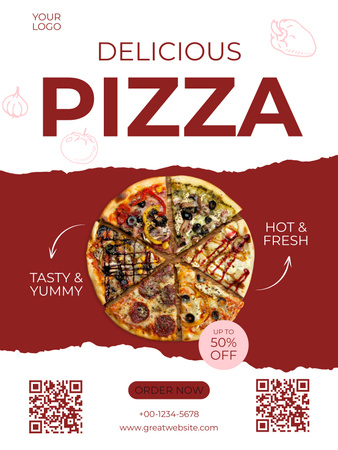 Hot and Fresh Pizza Sale Poster USデザインテンプレート