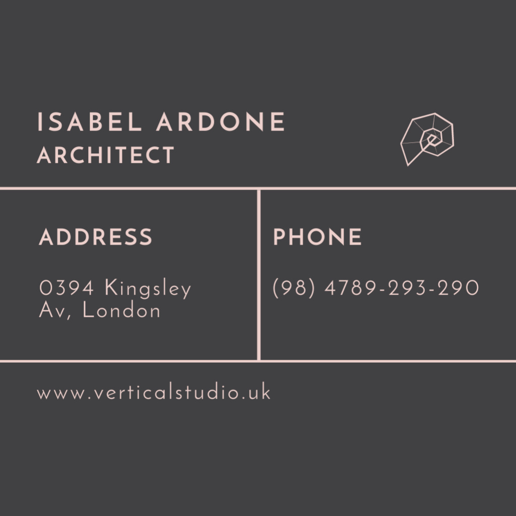 Architect Contacts Information Square 65x65mm Design Template