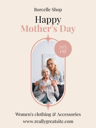 Tytär vanhemman äidin kanssa äitienpäivänä Poster US Design Template