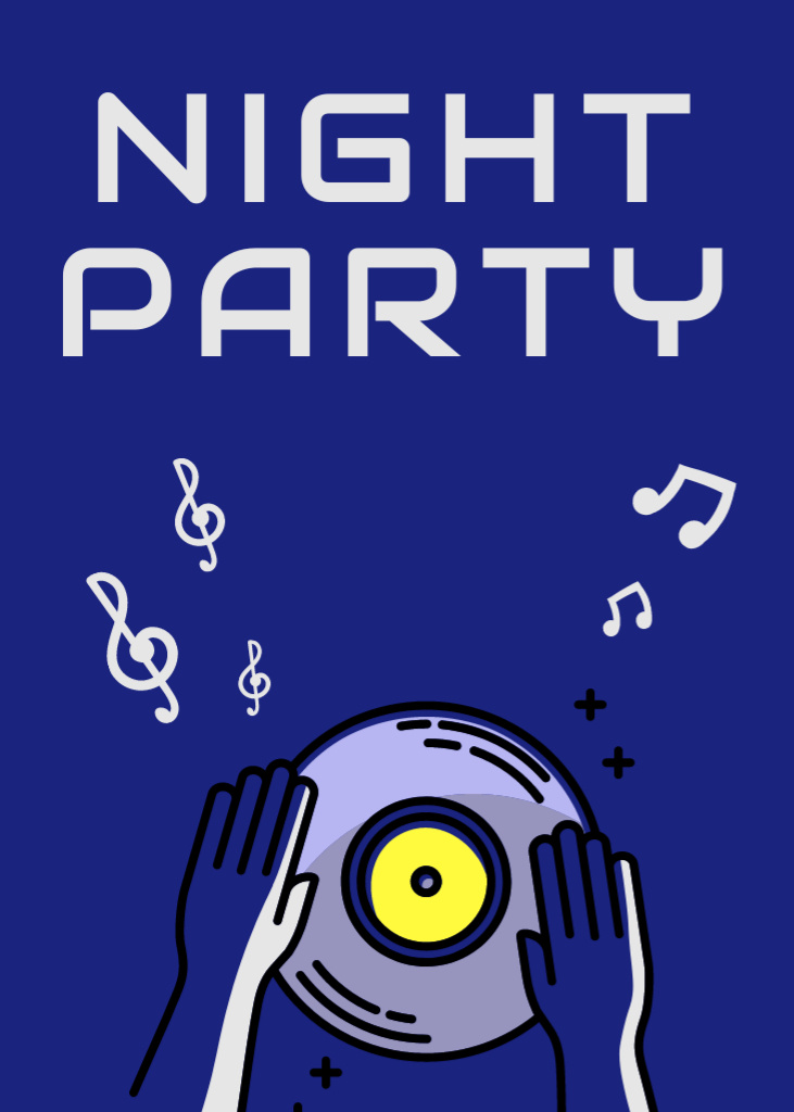 Intriguing Night Party Promotion With Vinyl Record Flayer Design Template