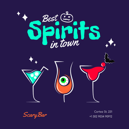 Funny Bar Promotion with Spooky Cocktails Instagram Design Template