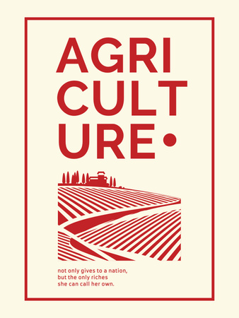 Agricultural Ad with Illustration of Field Poster US Design Template
