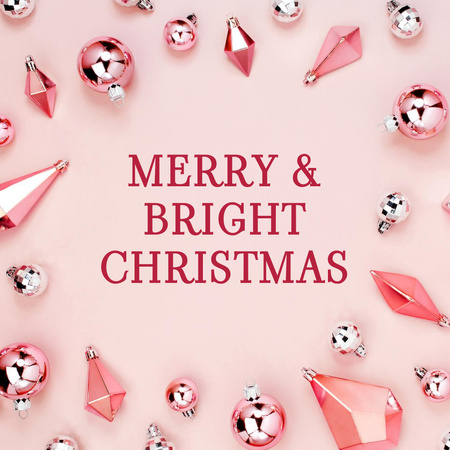 Wishing Merry Bright Christmas Holiday Instagram Design Template