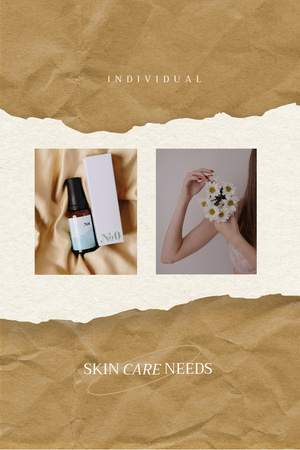 Skincare Ad with Cosmetic Oil Bottle Pinterest Tasarım Şablonu