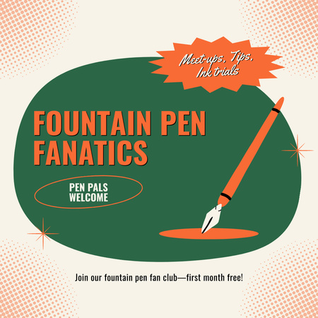 Template di design Fan Club per gli amanti delle penne stilografiche Instagram AD