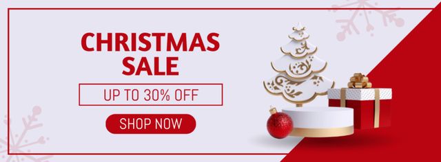 Christmas Sale Red and White Facebook cover Design Template