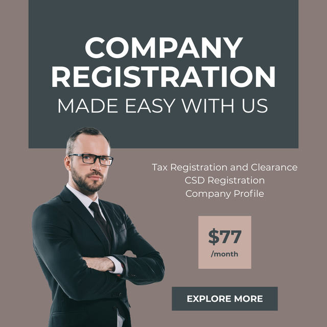 Company Registration Services Instagram tervezősablon