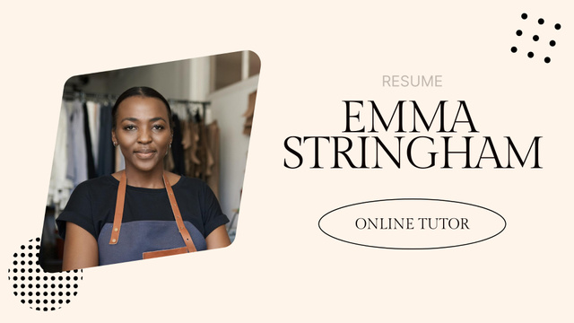 Online Tutor Resume with African American Woman Presentation Wideデザインテンプレート