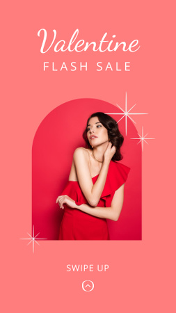 Valentine's Day Sale Announcement with Stylish Girl Instagram Story Design Template