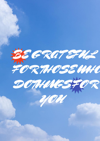 Designvorlage Phrase About Gratitude With Blue Sky für Postcard A6 Vertical