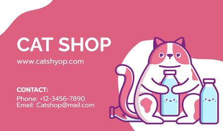 Pet Shop Ad with Cute Cat Business card Design Template
