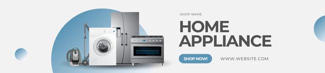 Household Appliance White and Blue Ebay Store Billboard Design Template