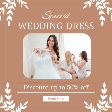 Wedding Dresses Special Discount Offer Instagram Design Template