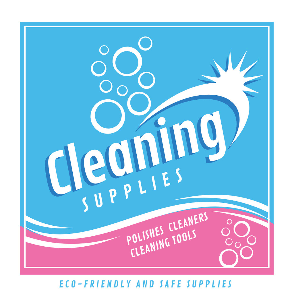 Szablon projektu Cleaning Supplies Ad bubbles in blue Instagram AD