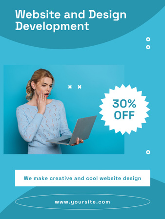 Nainen suunnittelu- ja verkkosivustokehityskurssilla Poster US Design Template