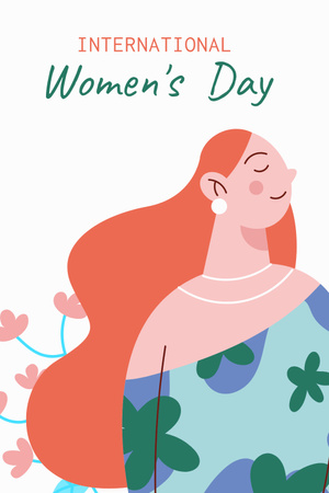 International Women's Day Announcement with Beautiful Woman Pinterest tervezősablon